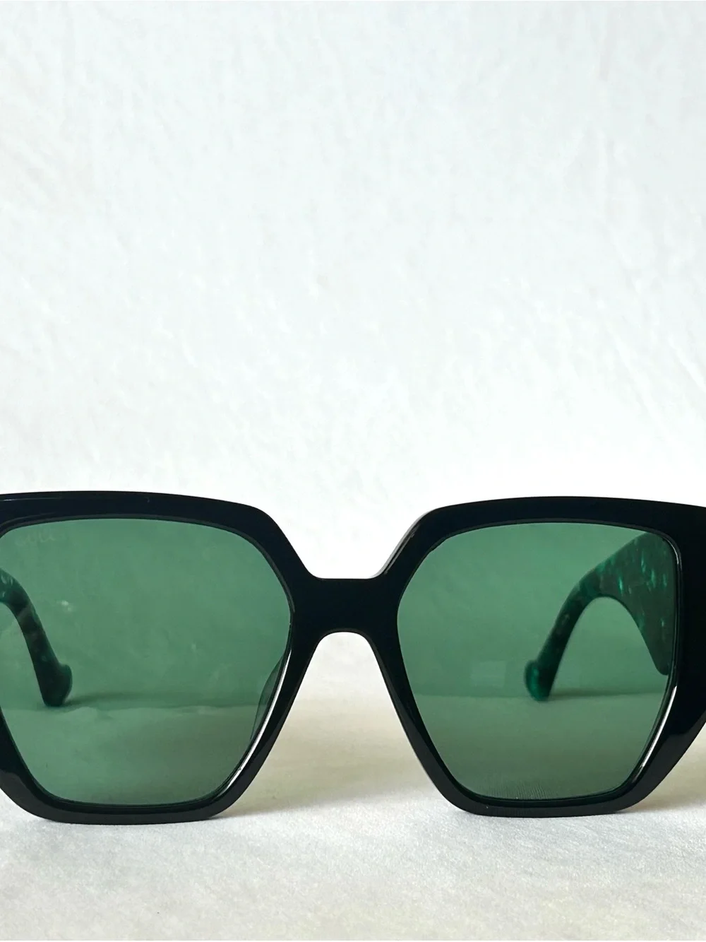 Gucci GG0956S 001 Oversized Black & Green Frame Sunglasses w Green Lenses